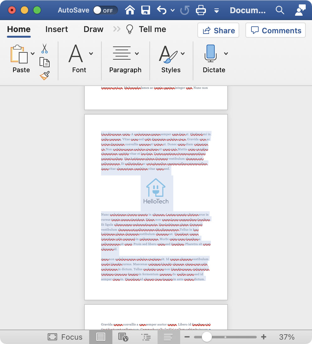 microsoft word for mac delete a page